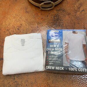 Kirkland Costco Signature 100% Cotton White Men's Crew Neck T-Shirt Size Large